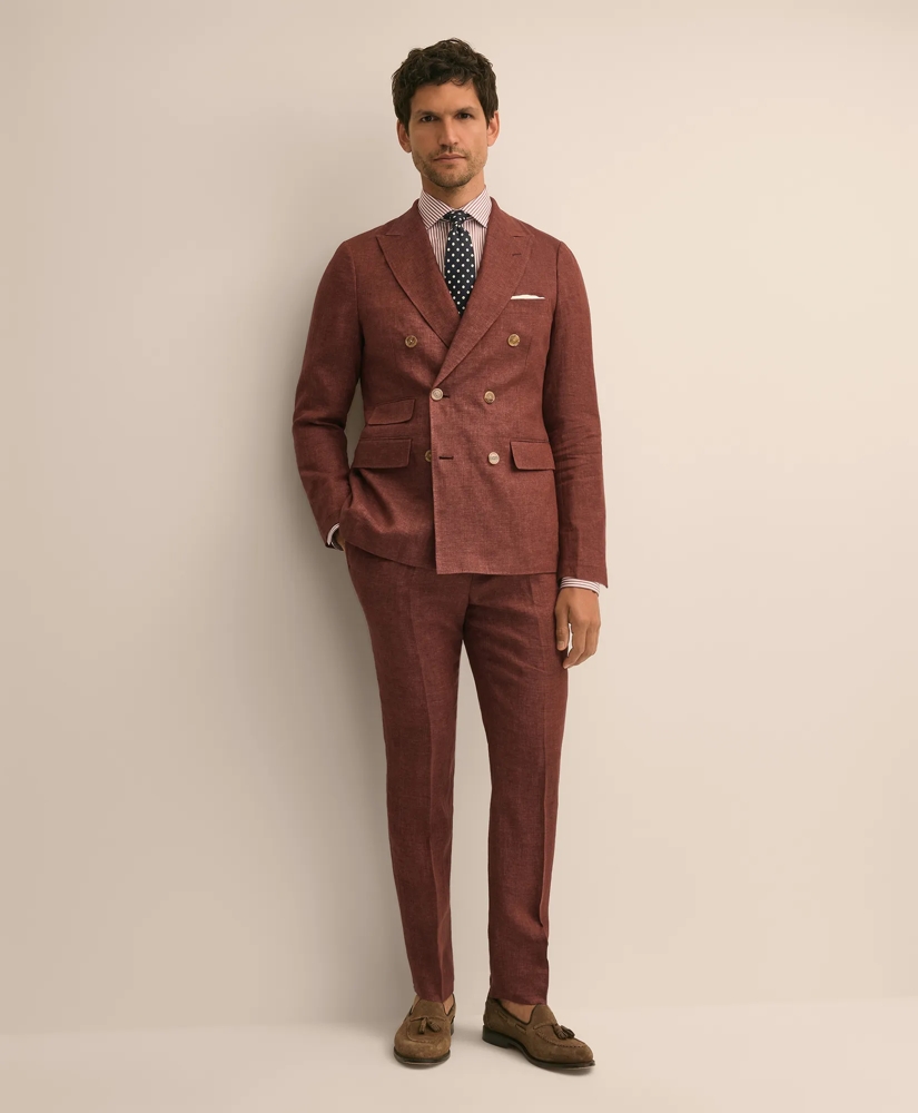 Slim Fit Linen Double-Breasted Suit Jacket, image 2