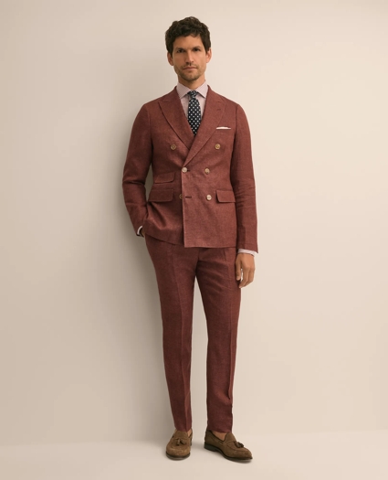 Slim Fit Linen Double-Breasted Suit Jacket, image 2