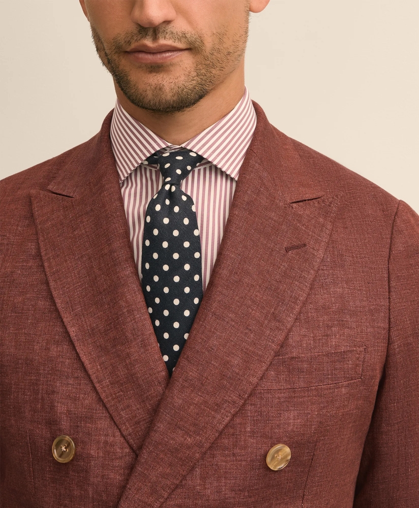 Slim Fit Linen Double-Breasted Suit Jacket, image 3