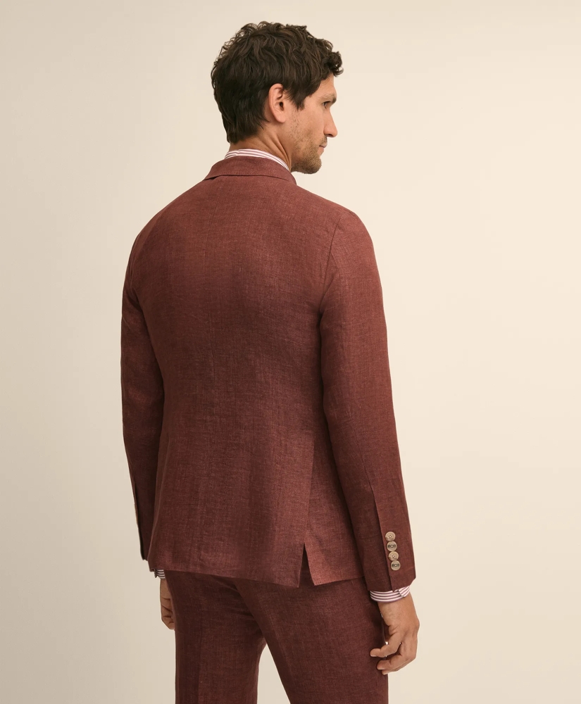 Slim Fit Linen Double-Breasted Suit Jacket, image 4