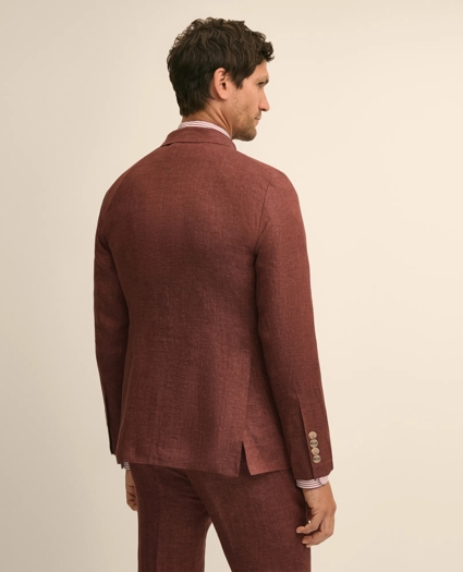 Slim Fit Linen Double-Breasted Suit Jacket, image 4