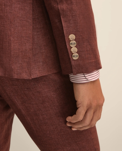 Slim Fit Linen Double-Breasted Suit Jacket, image 5