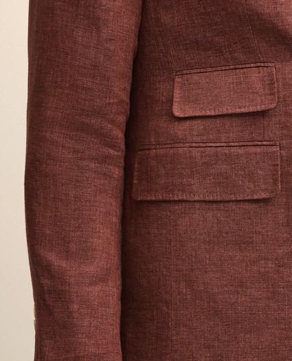 Slim Fit Linen Double-Breasted Suit Jacket, image 6