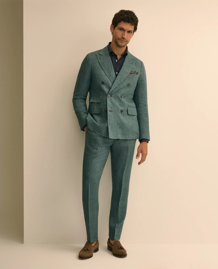 Slim Fit Linen Double-Breasted Suit Jacket, image 2