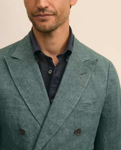 Slim Fit Linen Double-Breasted Suit Jacket, image 3