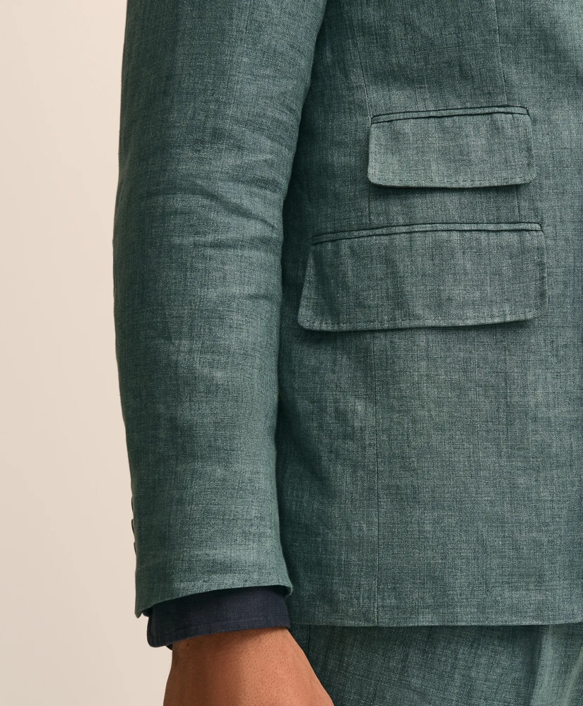 Slim Fit Linen Double-Breasted Suit Jacket, image 4