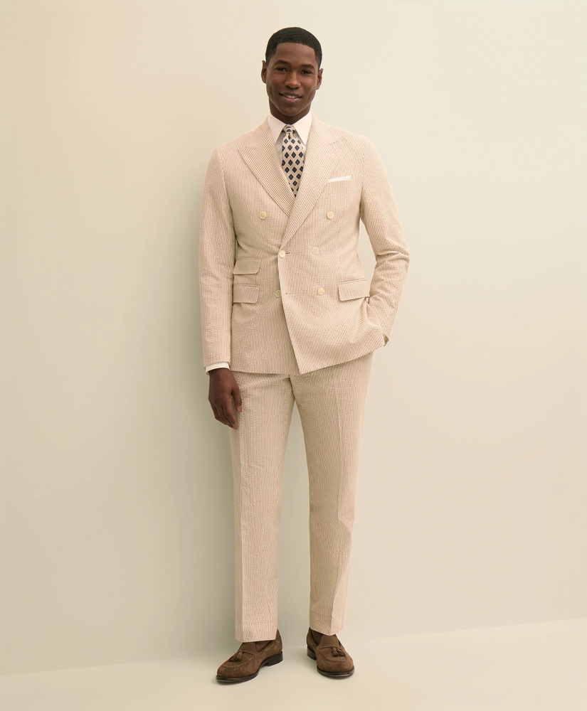 Classic Fit Stretch Cotton Double-Breasted Seersucker 1818 Suit, image 1