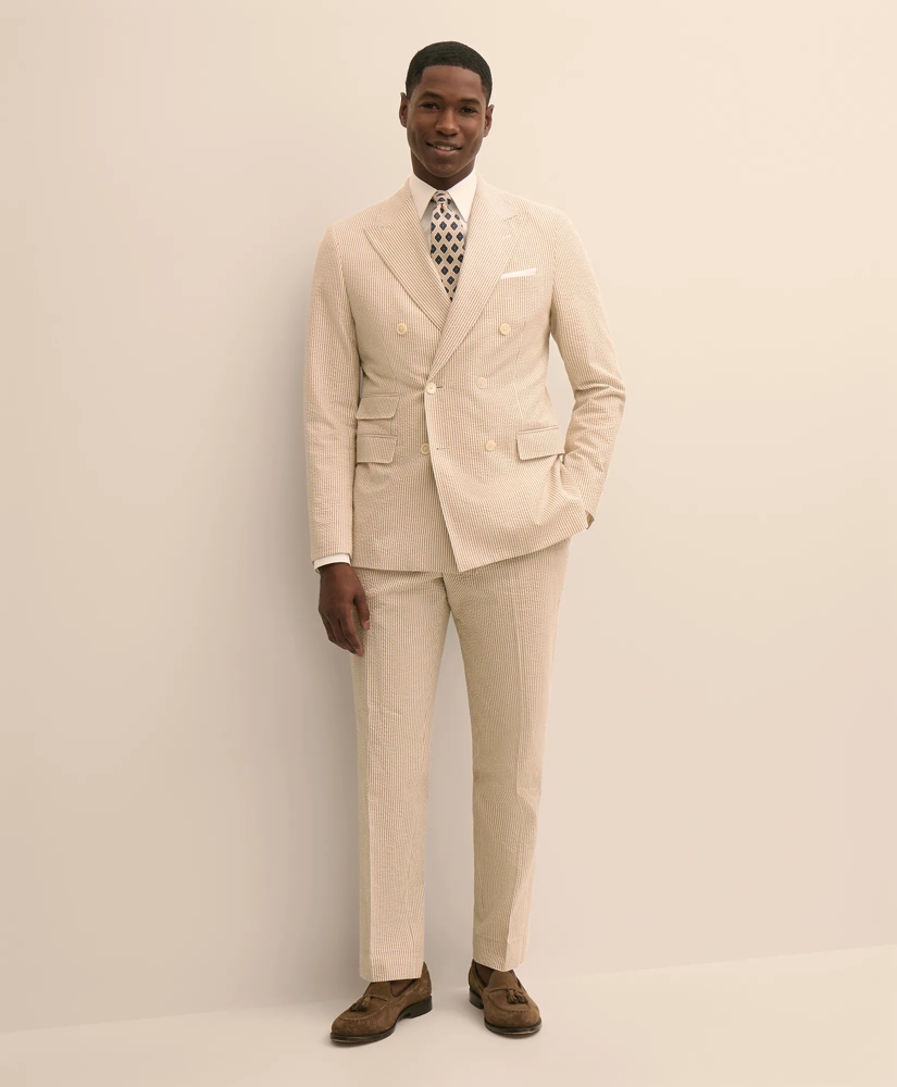 Classic Fit Stretch Cotton Double-Breasted Seersucker 1818 Suit, image 1