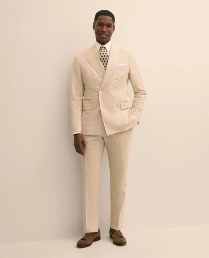 Classic Fit Stretch Cotton Double-Breasted Seersucker 1818 Suit, image 1