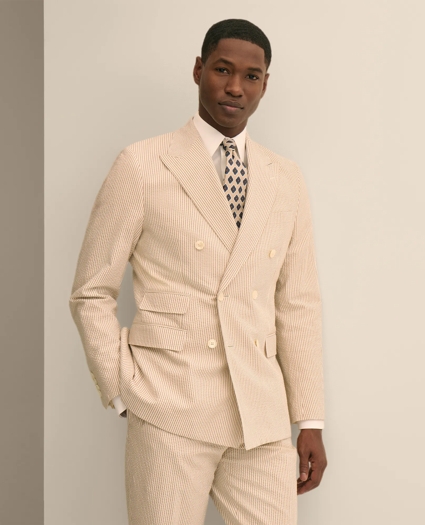 Classic Fit Stretch Cotton Double-Breasted Seersucker 1818 Suit, image 2