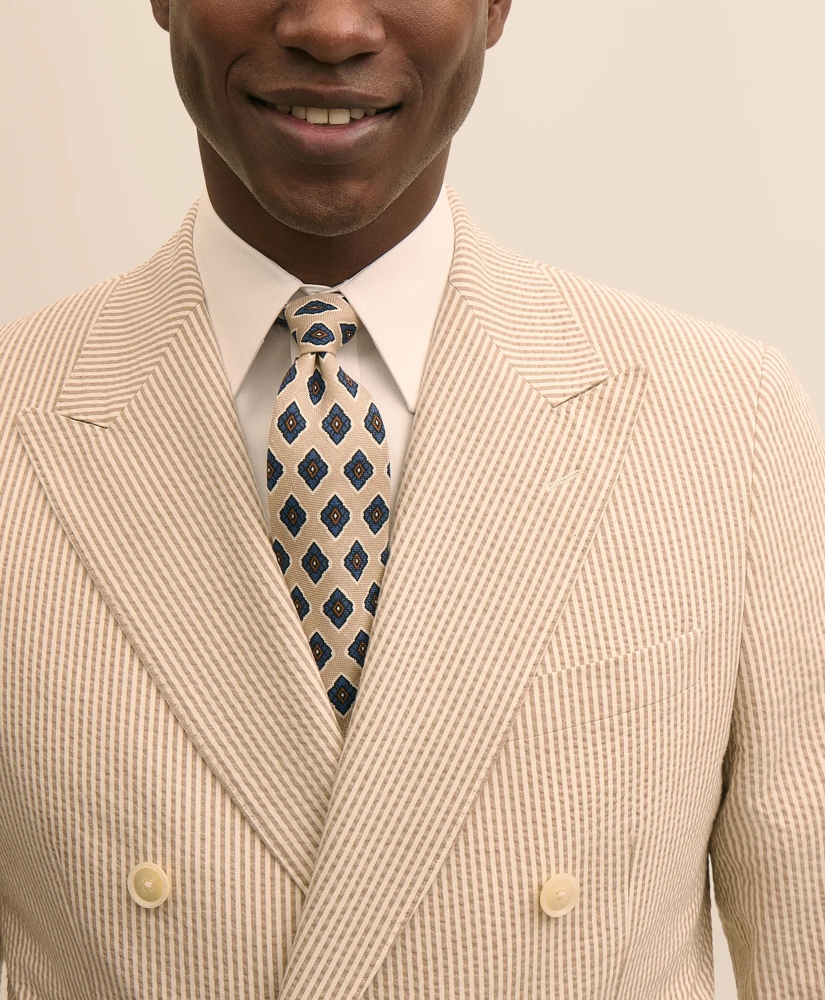 Classic Fit Stretch Cotton Double-Breasted Seersucker 1818 Suit, image 3