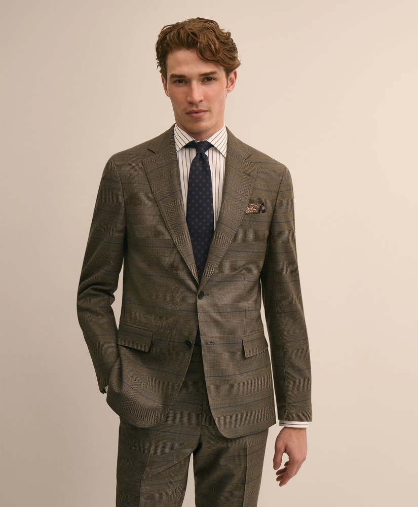 Brooks Brothers Explorer Collection Slim-Fit Overcheck Glen-Plaid Wool Suit Jacket, image 1