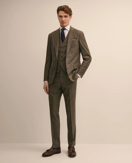 Brooks Brothers Explorer Collection Slim-Fit Overcheck Glen-Plaid Wool Suit Pants, image 1