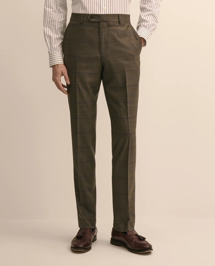 Brooks Brothers Explorer Collection Slim-Fit Overcheck Glen-Plaid Wool Suit Pants, image 2