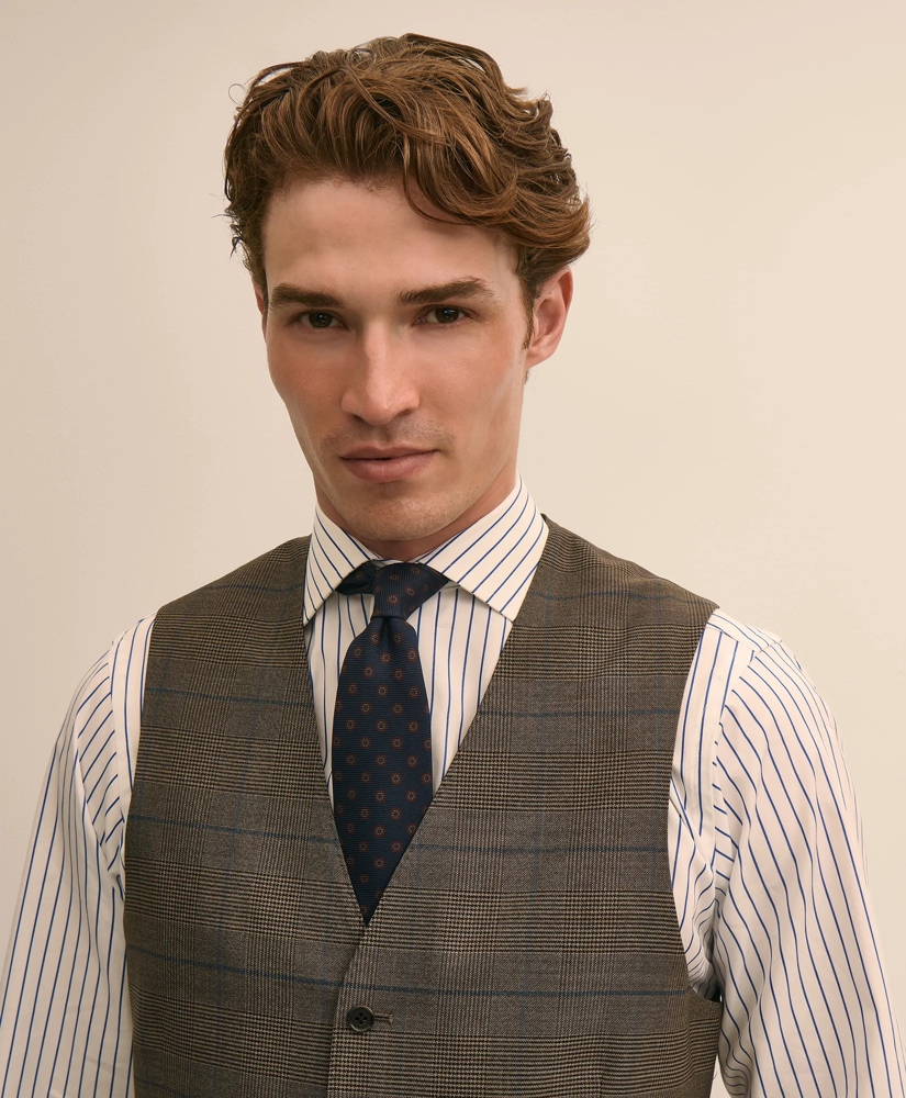 Brooks Brothers Explorer Collection Classic-Fit Overcheck Glen-Plaid Wool Vest, image 3