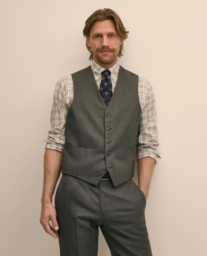 Brooks Brothers Explorer Collection Classic Fit Pinstripe Wool Vest, image 1