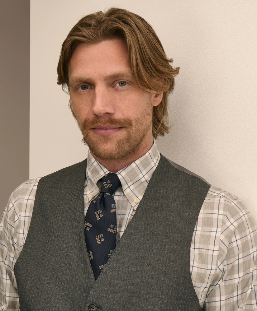 Brooks Brothers Explorer Collection Classic Fit Pinstripe Wool Vest, image 3