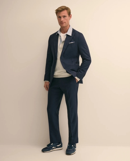 Classic Fit Cotton-Wool Pinstripe Suit Pants, image 1