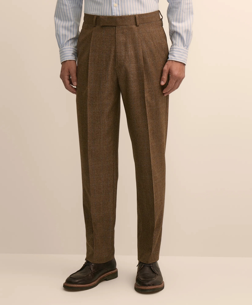 Classic Fit Pleated Wool Glen Plaid Suit Pants, image 2