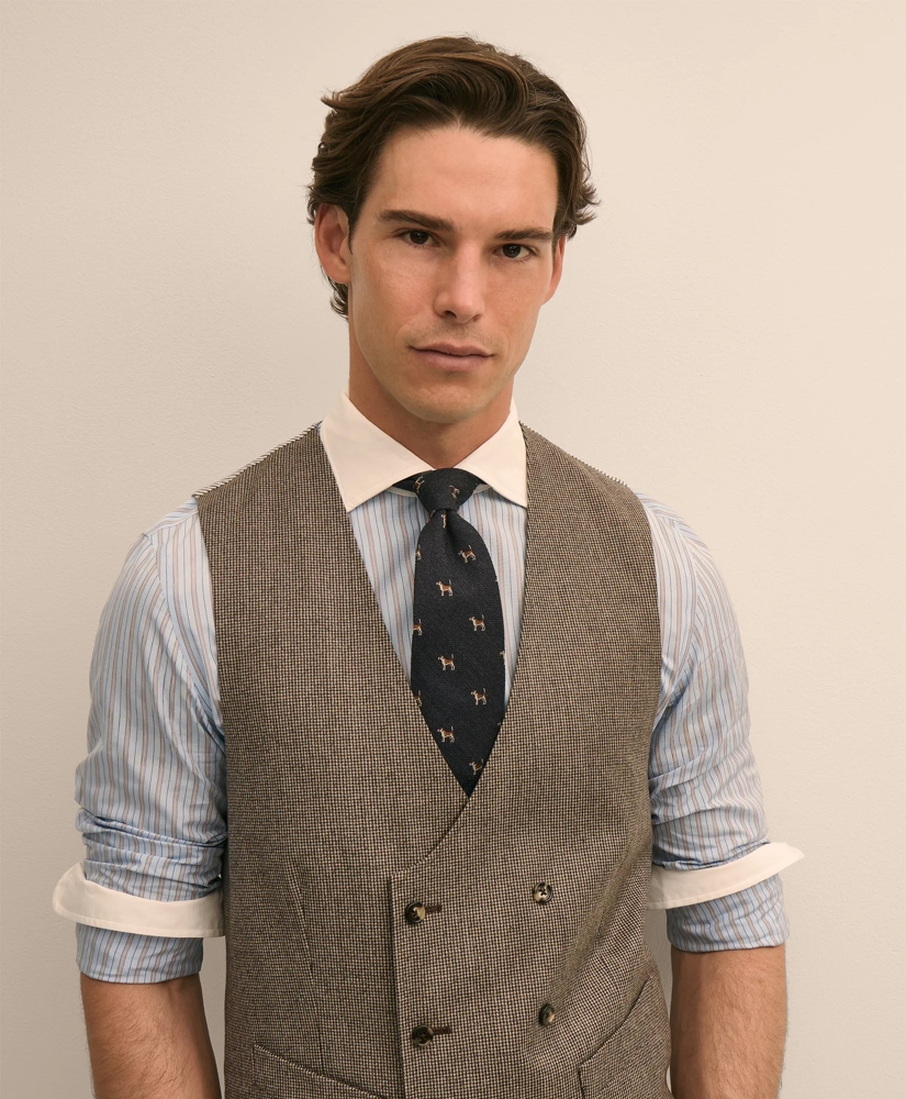 Classic Fit Wool Mini-Houndstooth 1818 Vest, image 2