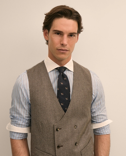 Classic Fit Wool Mini-Houndstooth 1818 Vest, image 2