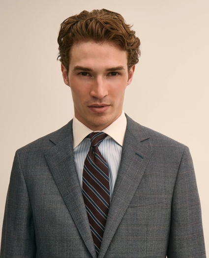 Slim Fit Wool Overcheck 1818 Suit, image 3
