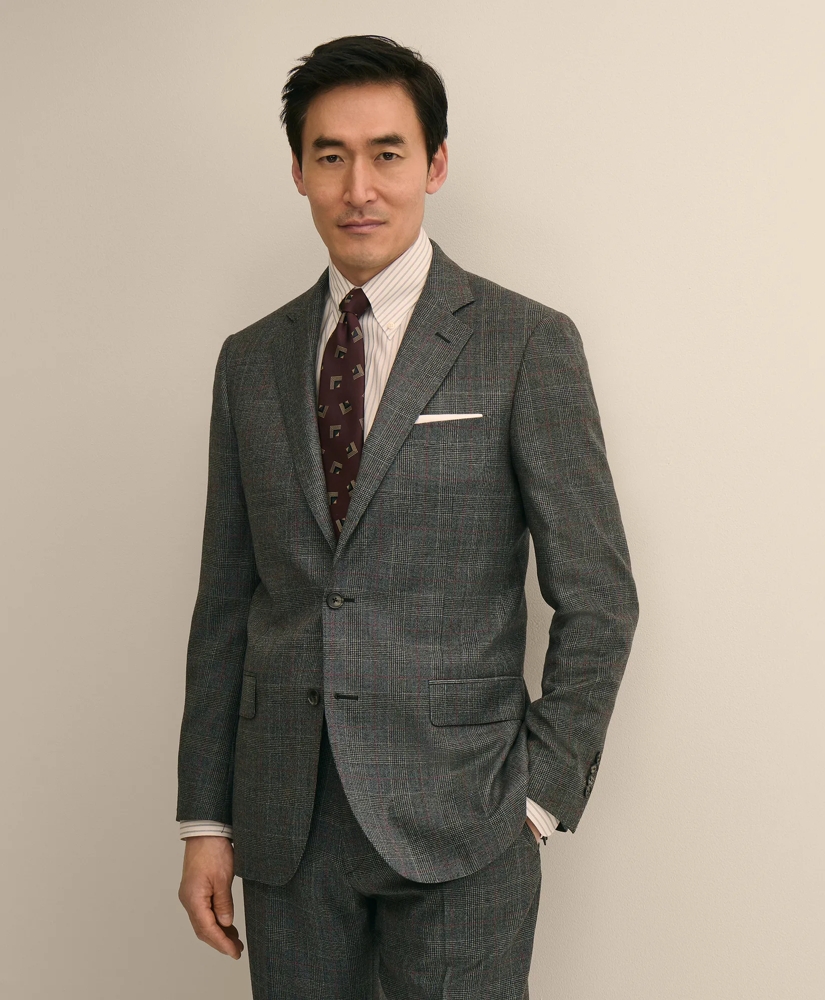 Traditional Fit Wool Glen Plaid 1818 Suit, image 2