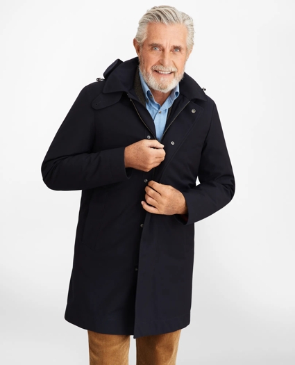 Bonded Twill Hooded Topcoat, image 1
