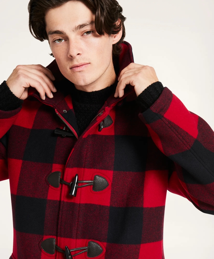 Wool Buffalo Check Duffle Coat, image 2