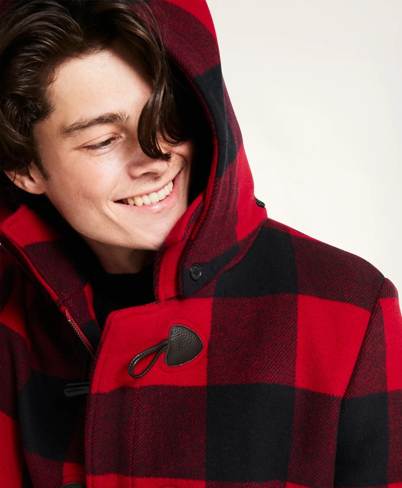 Wool Buffalo Check Duffle Coat, image 3