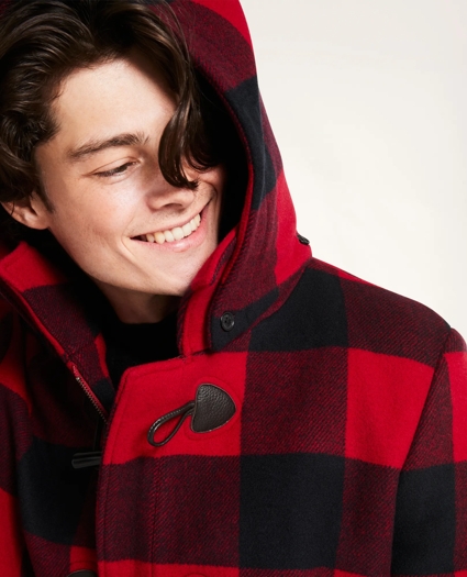 Wool Buffalo Check Duffle Coat, image 3