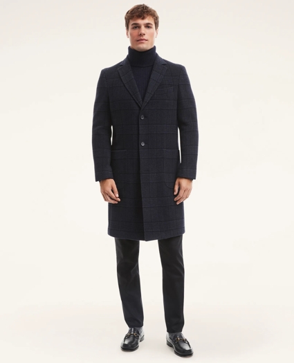 Wool Blend Glen Plaid Top Coat, image 1