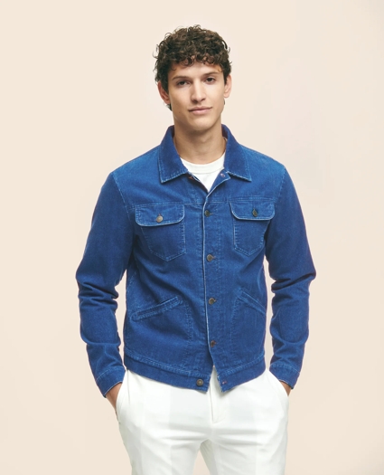 Medium Wale Corduroy Indigo Trucker Jacket, image 2