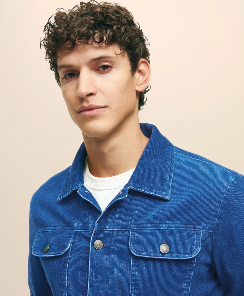 Medium Wale Corduroy Indigo Trucker Jacket, image 4
