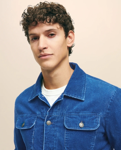 Medium Wale Corduroy Indigo Trucker Jacket, image 4