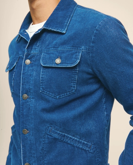 Medium Wale Corduroy Indigo Trucker Jacket, image 5