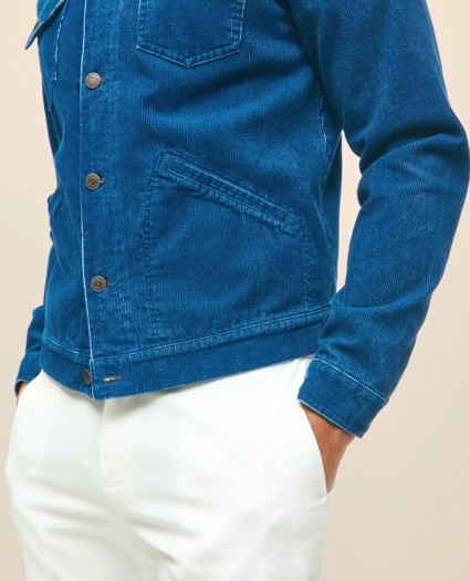 Medium Wale Corduroy Indigo Trucker Jacket, image 6