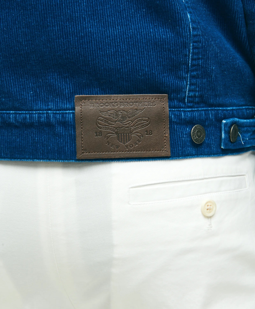 Medium Wale Corduroy Indigo Trucker Jacket, image 7