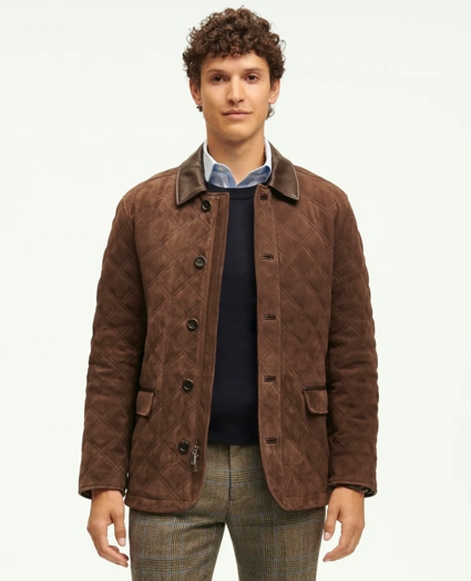 Suede Diamond Quilted Walking Coat, image 1