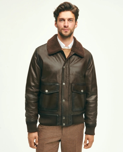 Leather Shearling Flight Jacket, image 1