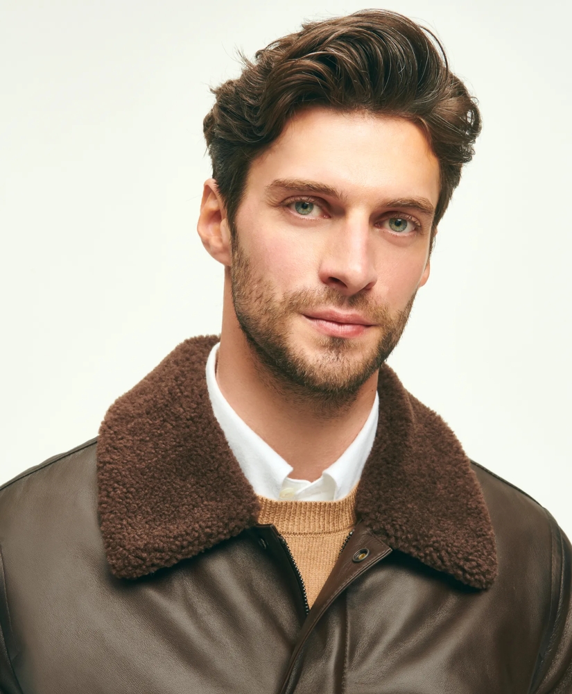 Leather Shearling Flight Jacket, image 3