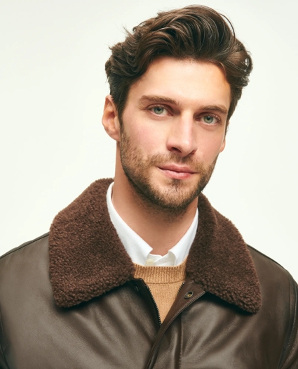 Leather Shearling Flight Jacket, image 3