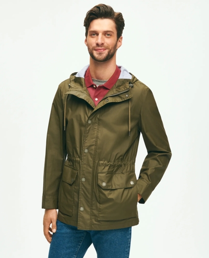 Laminated Cotton Chore Jacket With Hood, image 1