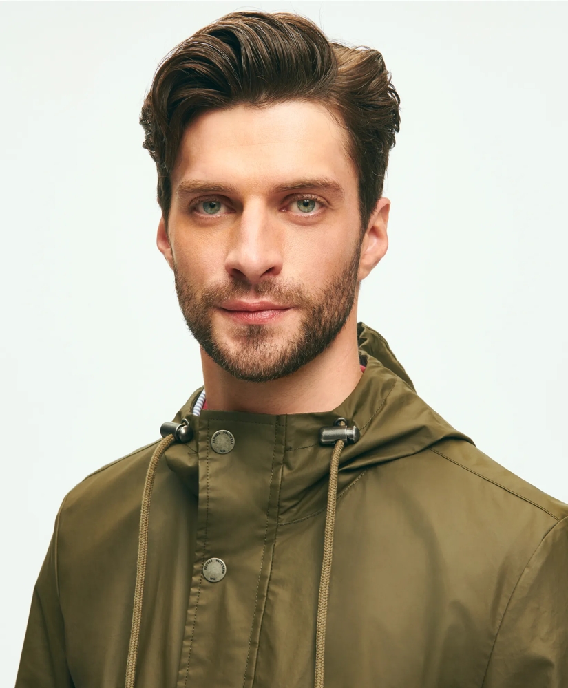Laminated Cotton Chore Jacket With Hood, image 6