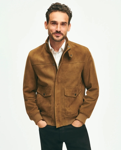 Perforated Suede Bomber Jacket, image 1