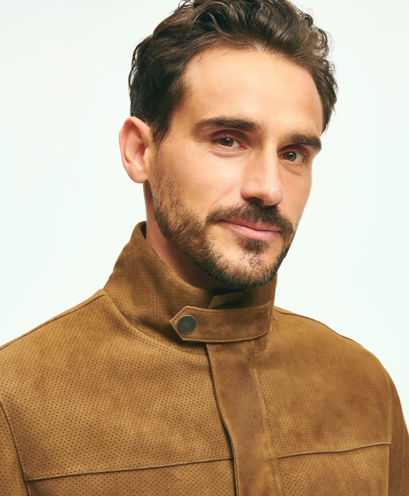 Perforated Suede Bomber Jacket, image 4
