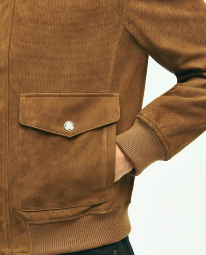 Perforated Suede Bomber Jacket, image 5
