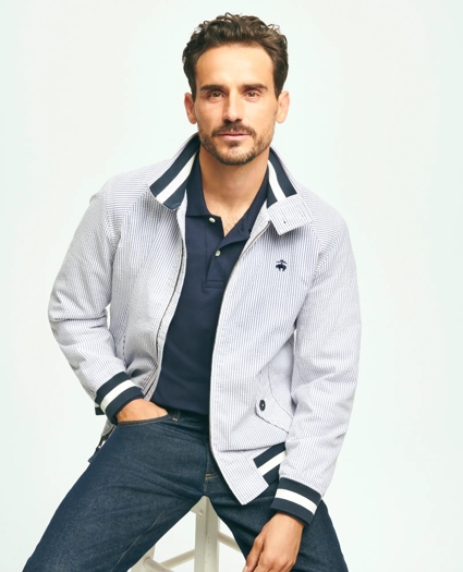 Harrington Jacket in Cotton Seersucker, image 1