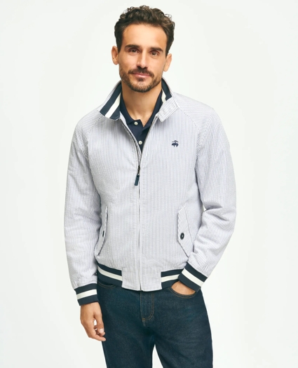 Harrington Jacket in Cotton Seersucker, image 3