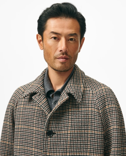 Wool-Blend Balmacaan Checked Coat, image 2
